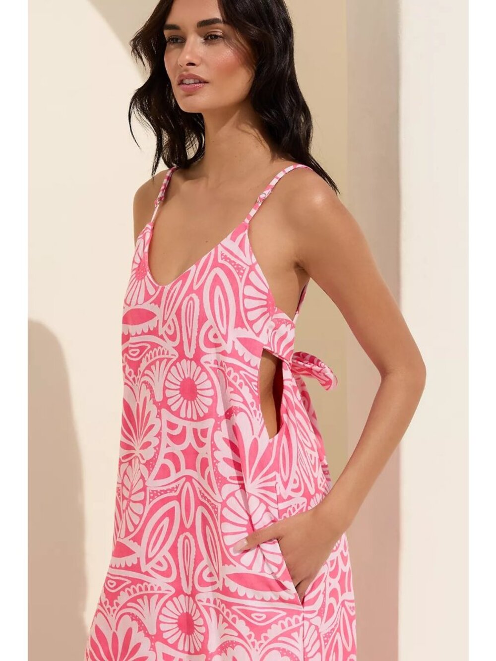 Anthropologie Peixoto Parker Pink White Floral Sleeveless Maxi Dress Size L - Picture 7 of 12